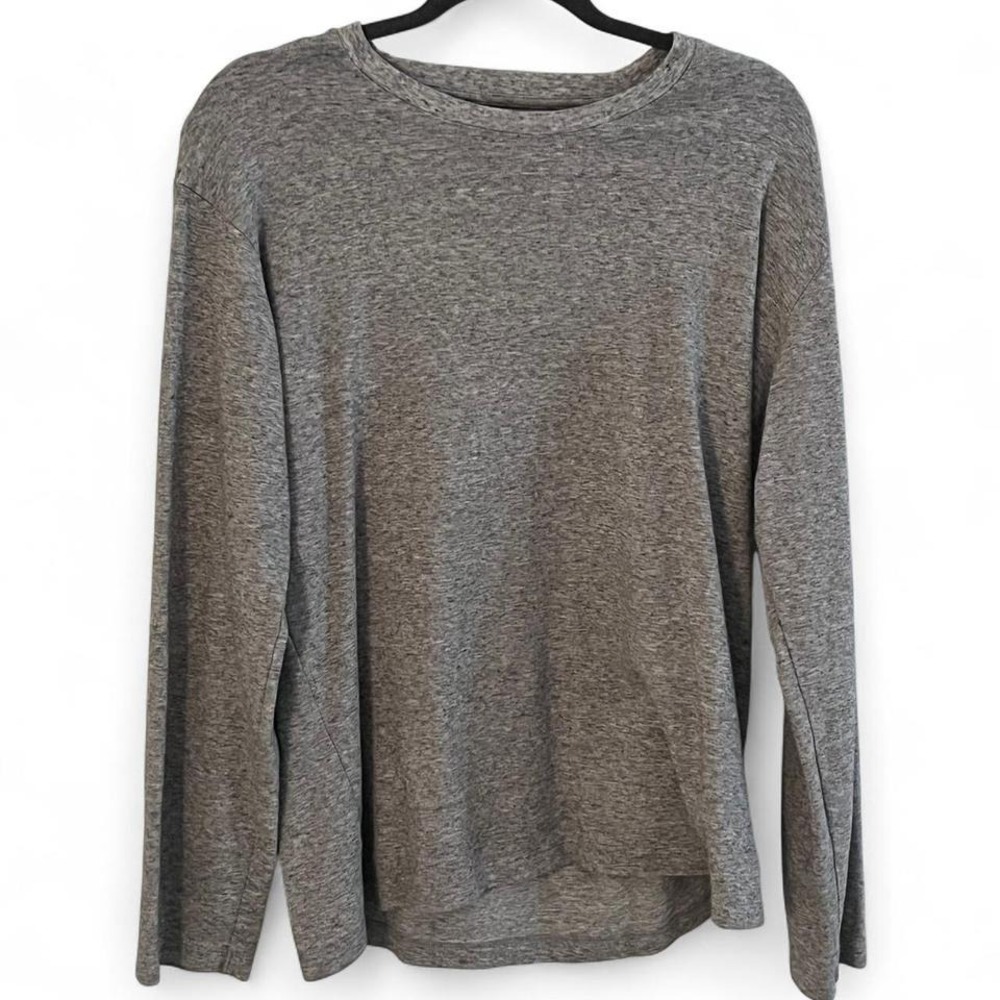 Mens Uniqlo‎ Crew Neck Long Sleeved Cotton Shirt Grey L